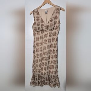 Vintage Studio Y Floral Beige Y2K Sleeveless Dress Size 7